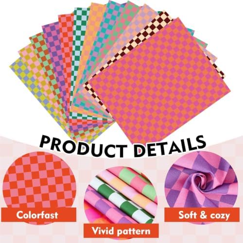 FYSUIMU 12 Pcs Plaid Cotton Fabric Bundles Fat Quarters Colorful