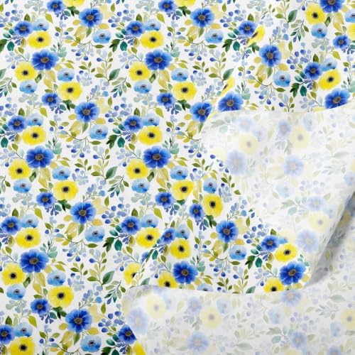 Watercolor Flowers 100% Cotton Fabric by the Yard 3 Yard Bolt,108"