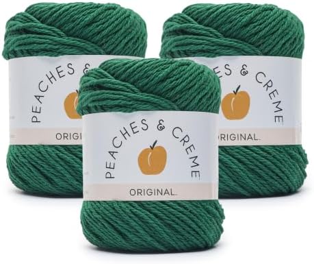 Peaches & Creme Solids 100% Cotton Yarn for Crocheting, Forest Green