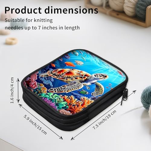 ETLKJVBL Crochet Hook & Knitting Needle Organizer Case, Sea Turtle