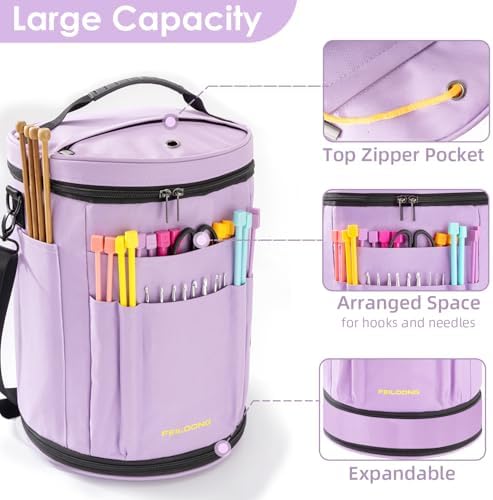 FEILOONG Yarn Bag Organizer, Expandable Crochet Knitting Storage
