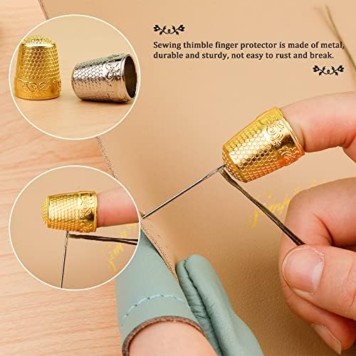 10 Pcs Sewing Thimbles for Hand Sewing, Leather Thimbles