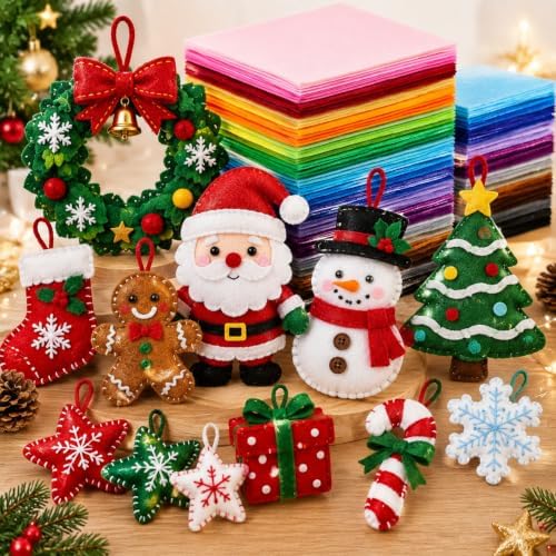 Moukeren 240 Pcs 9.8 x 9.8 Inch Felt Sheets for Craft, Rainbow
