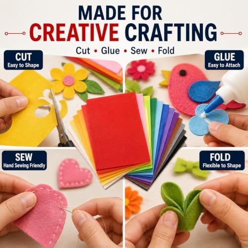 66pcs 8x12 Inch Assorted Color Craft Felt Nonwoven Fabric