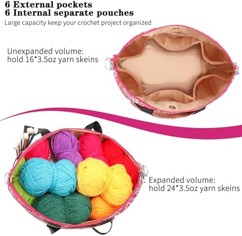 AEROBIX Pink Paisley Expandable Crochet Bag Organizer (No Accessories)