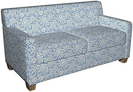 Blue and Beige Floral Matelasse Reversible Contemporary Upholstery