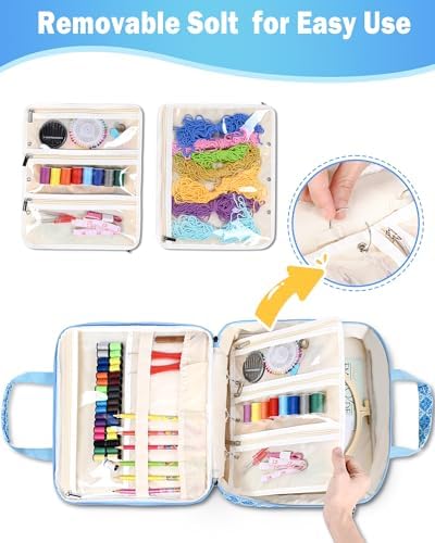 Telawsfun Embroidery Project Bag Organizer, Removable Binder