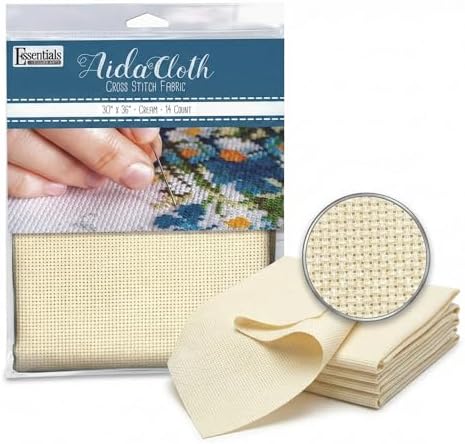 Essentials By Leisure Arts Aida Cloth, 14 Count, Cream Cross Stitch