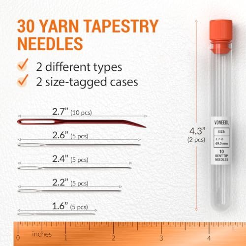 52 Heavy Duty Hand Sewing Needles and 30 Yarn Needles Set - Total 82