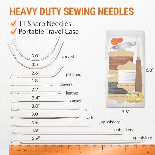 VONEEDL Upholstery Repair Kit: Waxed Sewing Thread (3 Colors) & Heavy