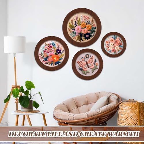 RattanView 8 Pcs Wood Embroidery Hoop Frame for Display 4 & 6 & 8 &