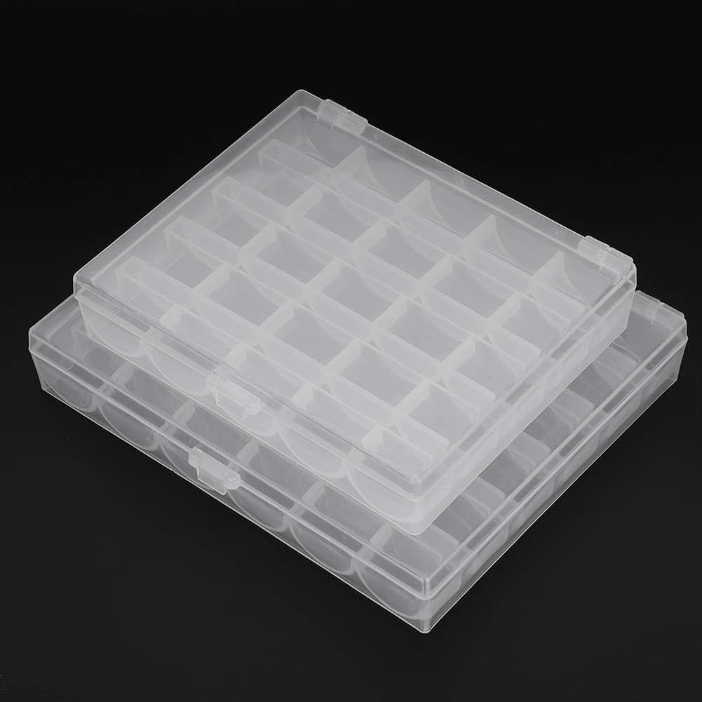 Pssopp Sewing Bobbins Storage Box, 25/36 Grids Transparent Spool Case