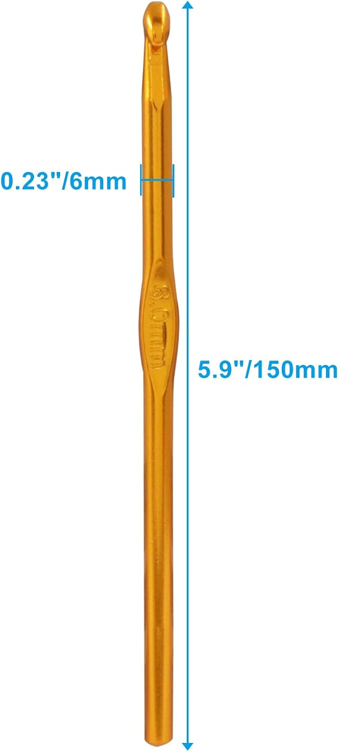 Bivethoi Aluminum Crochet Hook 6mm, 20 Pcs