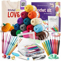 Hearth & Harbor Crochet Kit with 1500 Yards Assorted Yarn Kit, Ergonomic Hooks, Crocheting Instruction, Knitting & Crochet Supplies - Field & Needlecraft