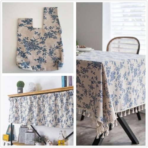 Vintage Linen Floral Fabric by The Yard 3 Yard by 62 Inch Width