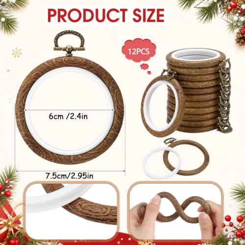 Burbell 15 Pcs 2.4 Inch Round Embroidery Hoops Frame