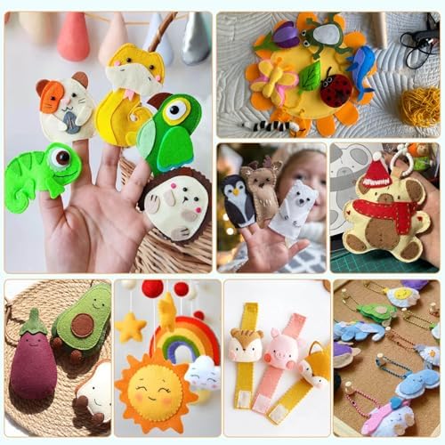 ABEJFIC 60PCS Felt Fabric Sheets Craft Kit - 4"x 4" + 4"x 6"+ 8"x 12"