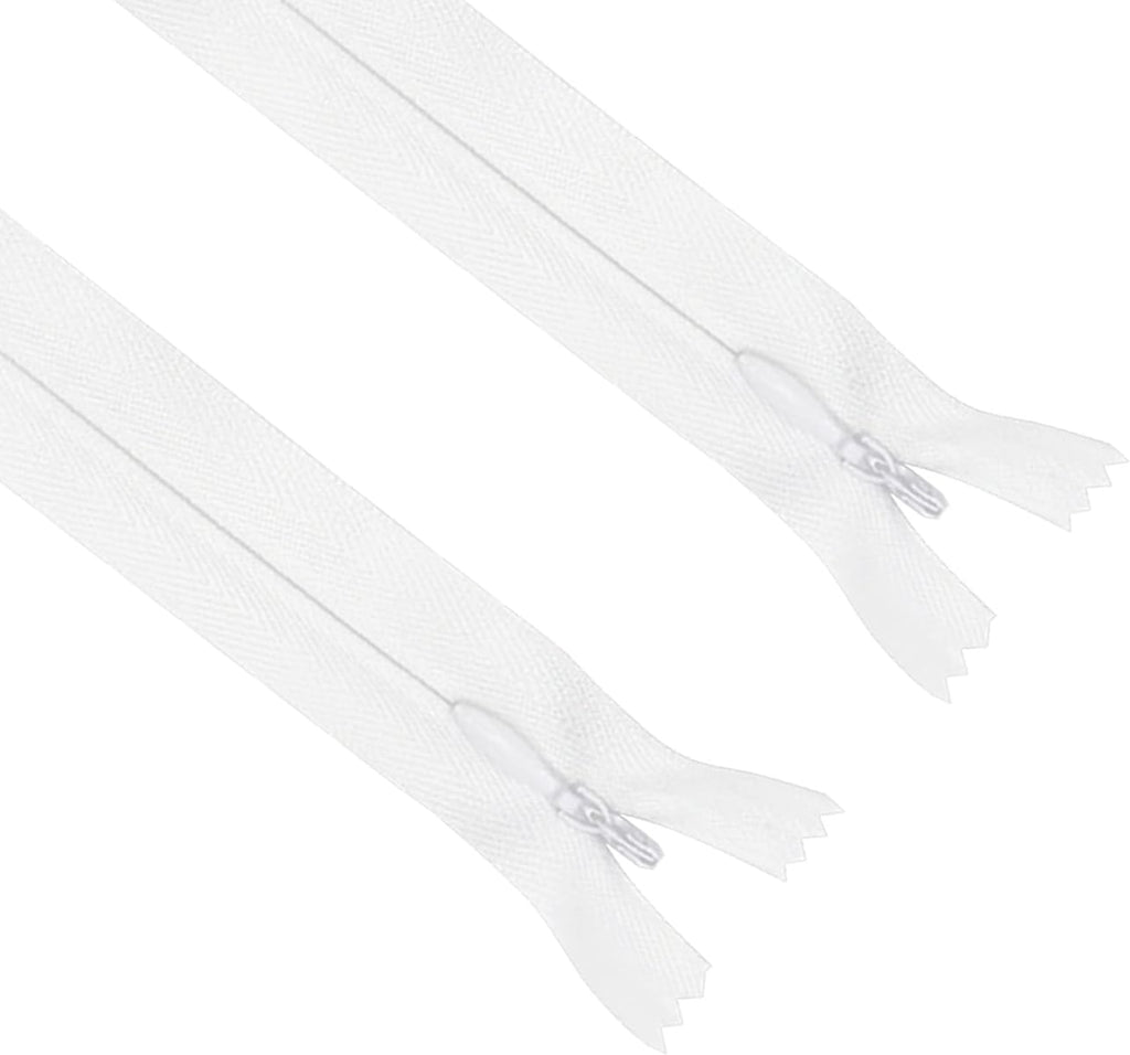 ANPURZII 2PCS #3 24 Inch White Invisible Zippers for Sewing Skirts