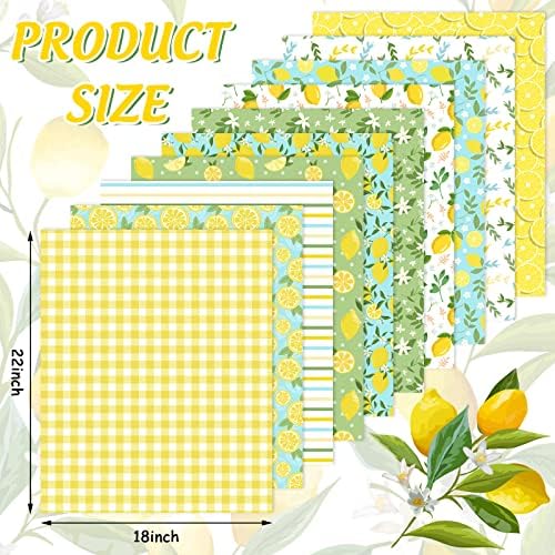 Whaline 10Pcs Summer Cotton Fabric Bundles 18 x 22 Inch Watercolor