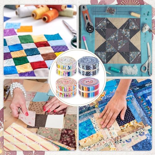 SmoothNovelty 160 Pcs 4 Rolls Fabric Strips, 2.44" x 39.3", Classic