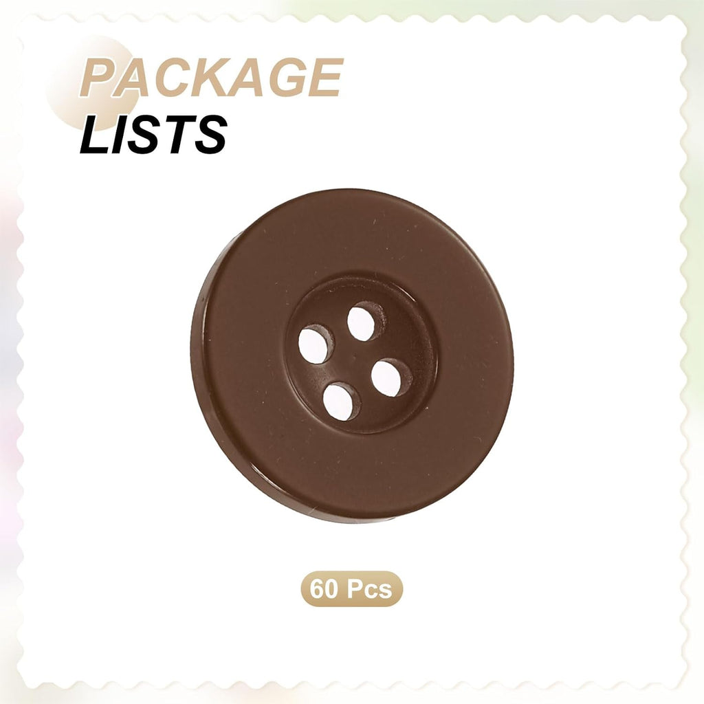 HARFINGTON 60pcs 32L Sewing Buttons 4/5"(20mm) Resin Round Flat 4-Hole