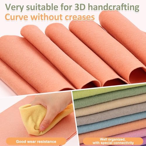XSEINO 12 Rolls 8"x35" 1.4mm Thick Soft Felt Fabric Sheet 12 Assorted