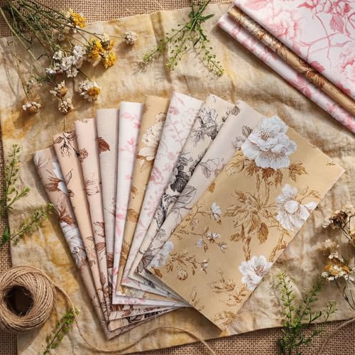 Tatuo 30 Pcs 10 x 10 Inch Dusty Rose Brown Cotton Fabric Bundle