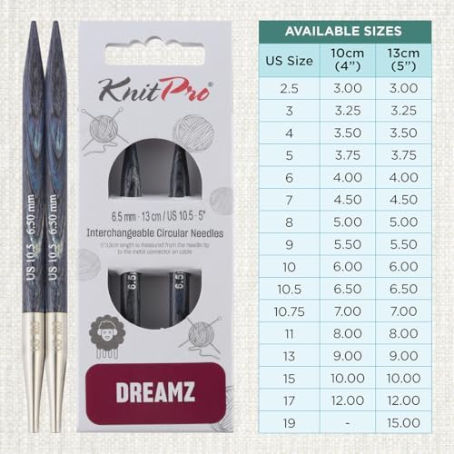 KnitPro Dreamz Interchangeable Circular Needles 5" (13cm) | US Size