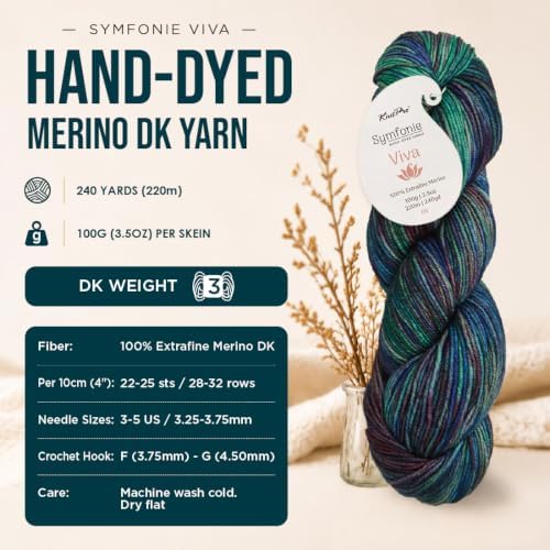 KnitPro Symfonie DK Weight Merino Wool Yarn 240yds, 100g, Tropical