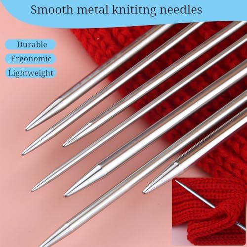 Weabetfu 55pcs Metal Knitting Needle Set,Aluminum Straight Single