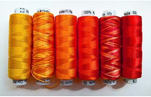 Sue Spargo Lustrous Razzle Rayon Thread, Size #8 - Set of Six 50yd
