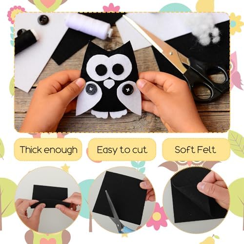 60PCS Felt Sheets Fabric, 4" X 4" Soft Felt Fabric for Crafts