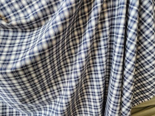 Aleki Fabric 2 Yard Bolt Navy Blue Plaid/Checkered, Flannel 58" Wide