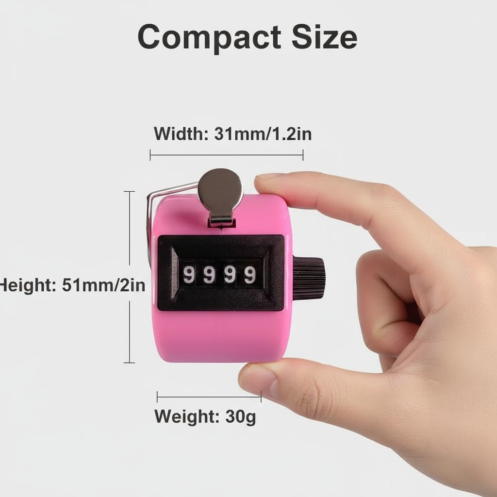 Hand Tally Counter - 4 Digit Mechanical Clicker Counter for Knitting