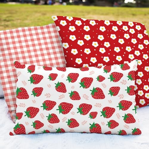 JarThenaAMCS 12 Pcs Strawberry Cotton Fabric Bundles 18 x 22 Inch