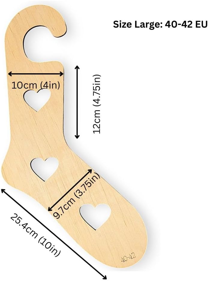 Wooden Sock Blockers Heart Motif, One Pair Knitting and Crochet Sock