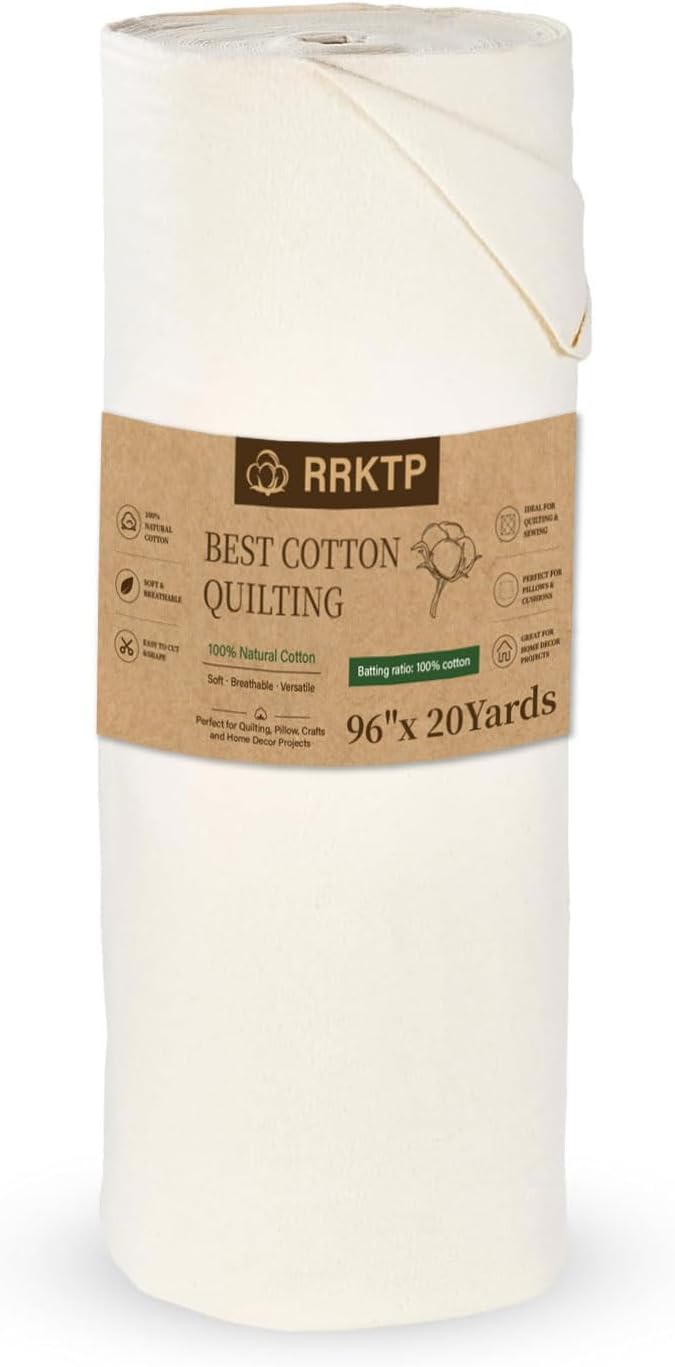 RRKTP Cotton Quilt Batting By The Roll,100% Cotton Batting for