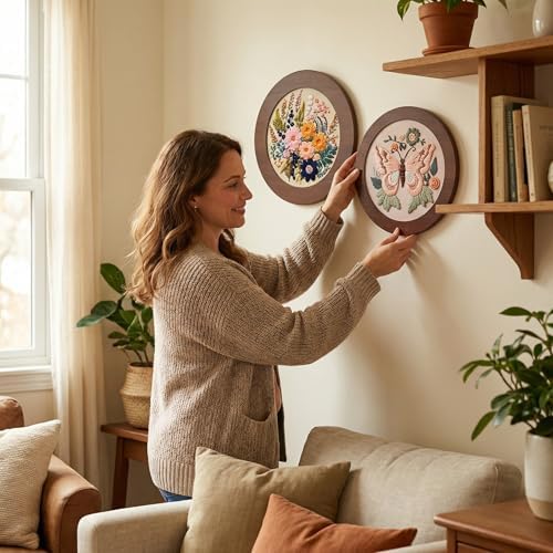 RattanView 12 Pcs Wood Embroidery Hoop Frame for Display 6 & 8 Inch