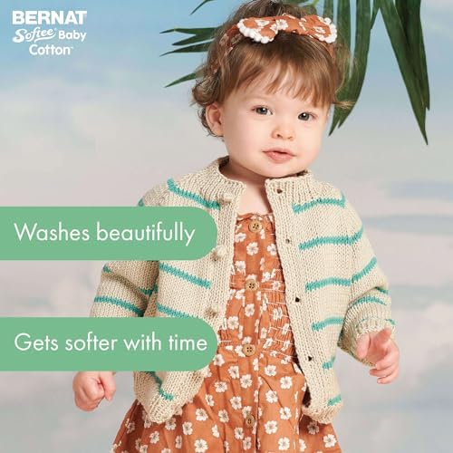 Bernat Softee Baby Cotton Yarn for Crocheting Soft, Aqua Mist, 3-Pack