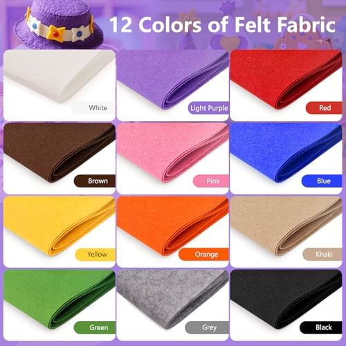12 Rolls 8"x35" Large Stiff Felt Sheets, 1mm Felt Fabric Sheet for