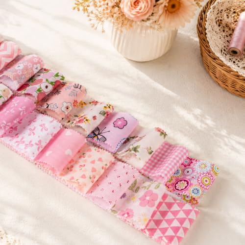 Biutee 40Pcs Jelly Roll Fabric Strips for Quilting, 20 Pink Options