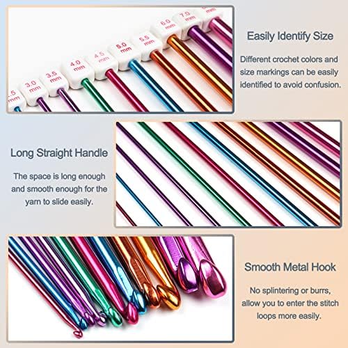 Coopay 23 PCS Tunisian Crochet Hooks Set, Complete Crochet Needles Set