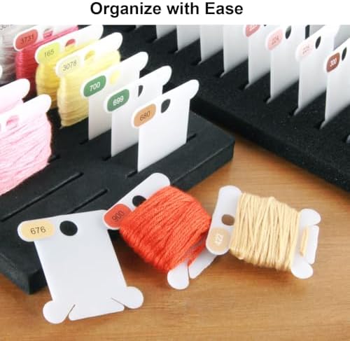 Hamtery Plastic Embroidery Floss Bobbins, Pre-Labeled Color Number