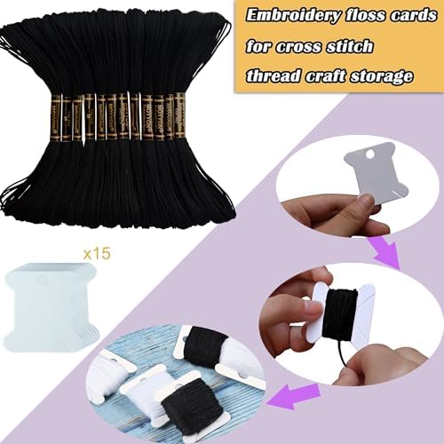 12skeins 100% Cotton Black Embroidery Floss - Embroidery Thread