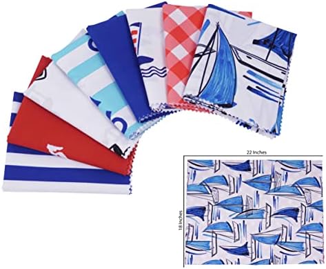 Soimoi 8 Pc Fat Quarter Bundle - Nautical Prints Print 18"x 22" DIY