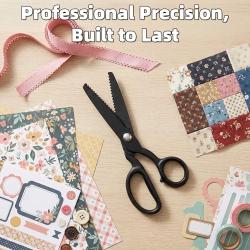 Black Titanium Coated Sewing Scissors - 8-Inch Professional Pinking