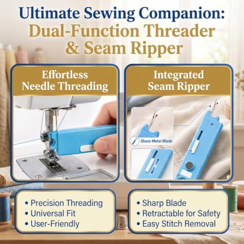 2Pcs Quick Needle Threader for Sewing, 3-in-1 Threader Tool Combining