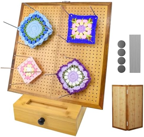 OCPO HOME 15.5" Foldable Crochet Blocking Board with Storage Drawer &