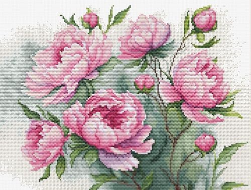 Luca-S Cross Stitch Kit The Charm of Peonies, Counted Cross Stitch Kit