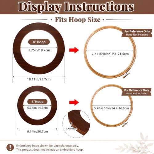 Wenqik 6 Pcs Wood Embroidery Frames for Cross Stitch, 8 Inch, 6 Inch